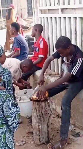 Food preparation observed in outdoor setting in Nigeria