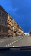 Evening drive past Bronze Horseman monument in Saint Petersburg