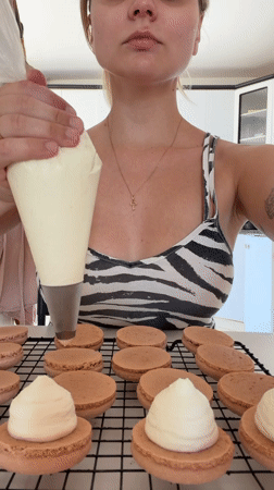 Filling macarons in a Tel Aviv kitchen