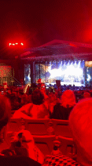 Nighttime concert in LA with starry projection backdrop