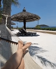 Morning beach relaxation captured at Vietnam heritage area