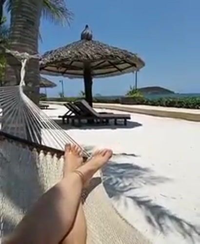 Morning beach relaxation captured at Vietnam heritage area