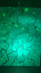 Artist creates abstract line drawing with light projections in Russia