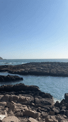 Coastal rocks filmed in clear weather in Arica, Chile