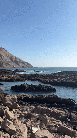 Coastal rocks filmed in clear weather in Arica, Chile