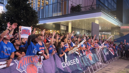 Knicks fans gather in Times Square for outdoor game viewing