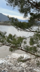 Spring river conditions documented in Abaza, Russia