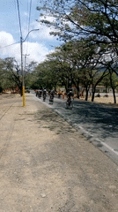 Bicycle race observed in San Juan Bautista, Venezuela