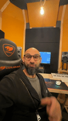 Man records content in Plovdiv studio gaming chair