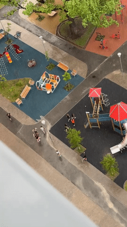 Heavy rain soaks Yekaterinburg playground, residential areas