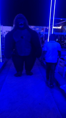 Gorilla-costumed performer entertains guests at Nigerian nightclub KRUISEYARD