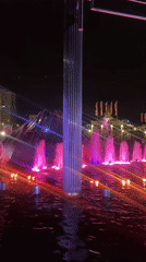 Illuminated fountain show lights up a Moscow evening