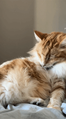 Cat grooming session documented in Strasbourg residential setting