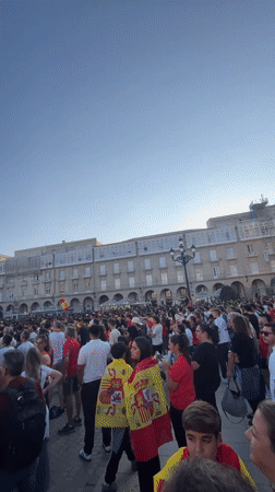 A Coruña square packed for Spain football public viewing