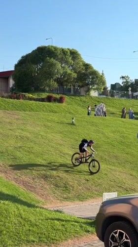 Afternoon cycling and recreation activities observed in Tyumen, Russia