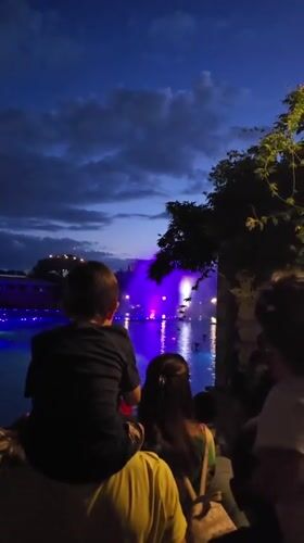 Nighttime water and light show draws a crowd in Plovdiv