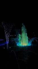 Colorful fountain display lights up Mikashevichy on a September evening