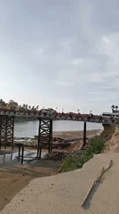Heavy bridge traffic documented in Tingkeummanyang, Indonesia