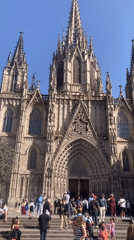 Street life documented around Barcelona Cathedral on sunny afternoon