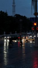 Rainy evening documented across central Minsk by multiple witnesses