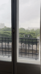 Rainy afternoon documented in upscale Paris residence, May 2026