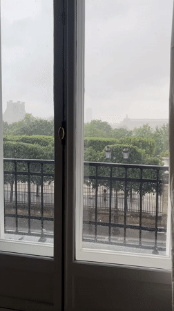 Rainy afternoon documented in upscale Paris residence, May 2026