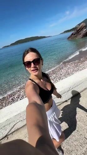 Morning beach activities documented in Boreti, Montenegro