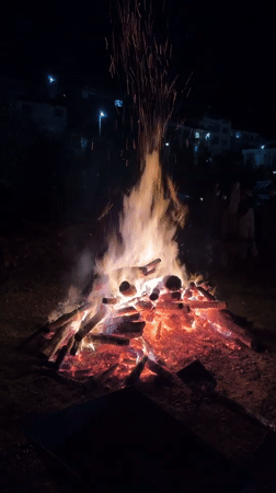 Community bonfire draws crowds in Zlatograd, Bulgaria on May Day