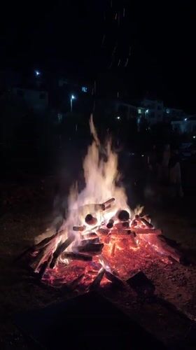 Community bonfire draws crowds in Zlatograd, Bulgaria on May Day