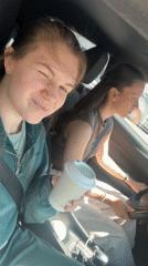 Coffee break captured in car at Belgrade traffic light