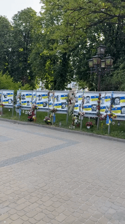 Memorial walkway honoring Ukrainian soldiers documented in Ternopil