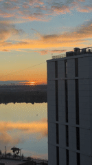 Sunrise captured over river in Perm, Russia
