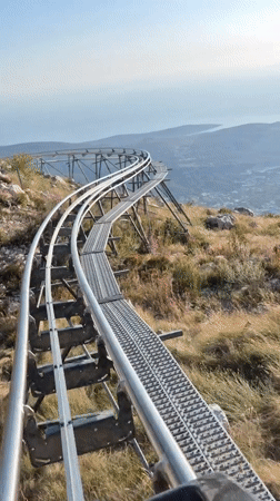 POV ride down a mountain coaster on Kuk, Montenegro
