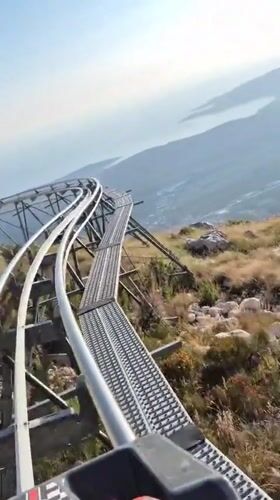 POV ride down a mountain coaster on Kuk, Montenegro