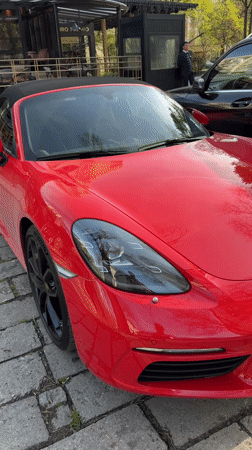 Red Porsche spotted in downtown Plovdiv during afternoon outing