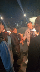Nighttime flower presentation with sparklers observed in Yambol, Bulgaria