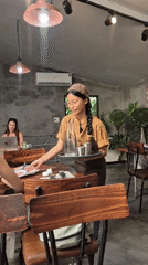 Morning coffee shop scene in Da Nang, Vietnam