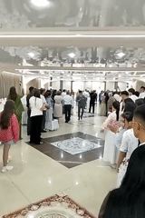Wedding ceremony at a banquet hall in Bulaevo, Kazakhstan