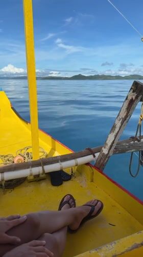 Boat passenger films water journey near General Luna Philippines