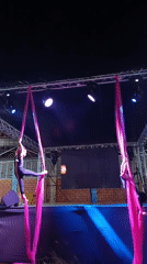Aerial silk performers stage nighttime gymnastics show in Venezuela