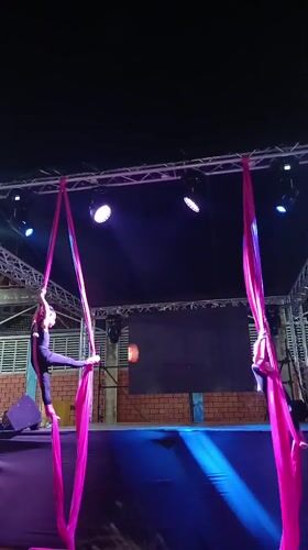 Aerial silk performers stage nighttime gymnastics show in Venezuela