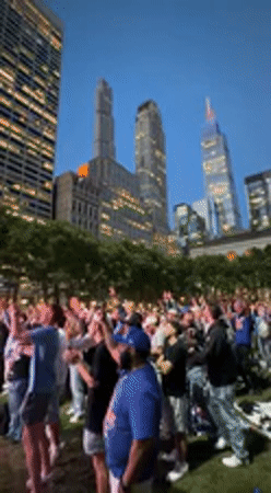 Crowd gathers in NYC park for outdoor screening event