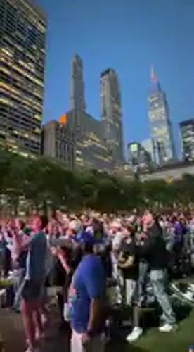 Crowd gathers in NYC park for outdoor screening event