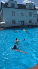 Families enjoy sunny afternoon at Russian water park