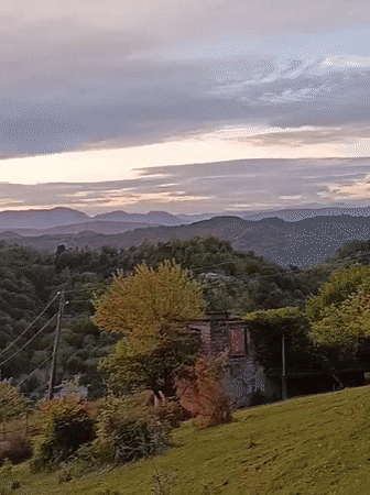 Sunset pastoral scene captured in rural Abkhazia countryside