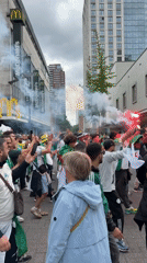 Algerian flag-waving crowd celebrates in Rotterdam streets