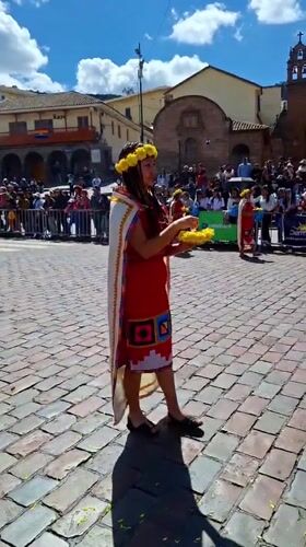Traditional Andean cultural procession unfolds in Cuzco's Plaza de Armas