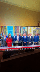 Trump delivers televised remarks with White House messaging displayed