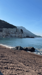 Morning beach scenes captured in Rafailovići, Montenegro coastal town