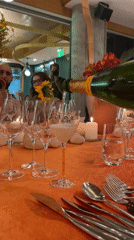 Champagne poured at party event in Sofia, Bulgaria